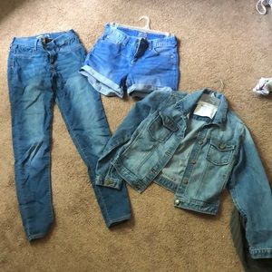 Jean jacket shorts & jeggins. Size XL / 16 Kids